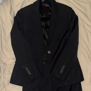 Womens Black Faint Stripe Brooks Brothers Suit Top US 6 Bottom US 4